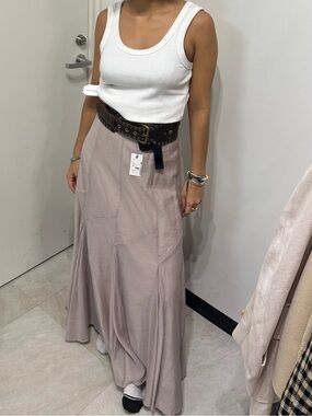 Light Blush Pleated A-Line Women's Skirt
